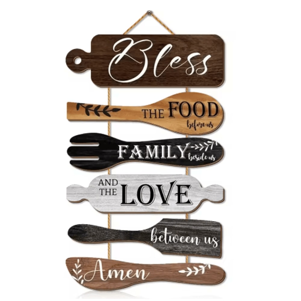 Family Blessings Wooden Wall Sign Kitchen Dining Room Inspirational Decor 1