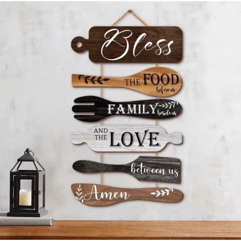 Family Blessings Wooden Wall Sign Kitchen Dining Room Inspirational Decor 2