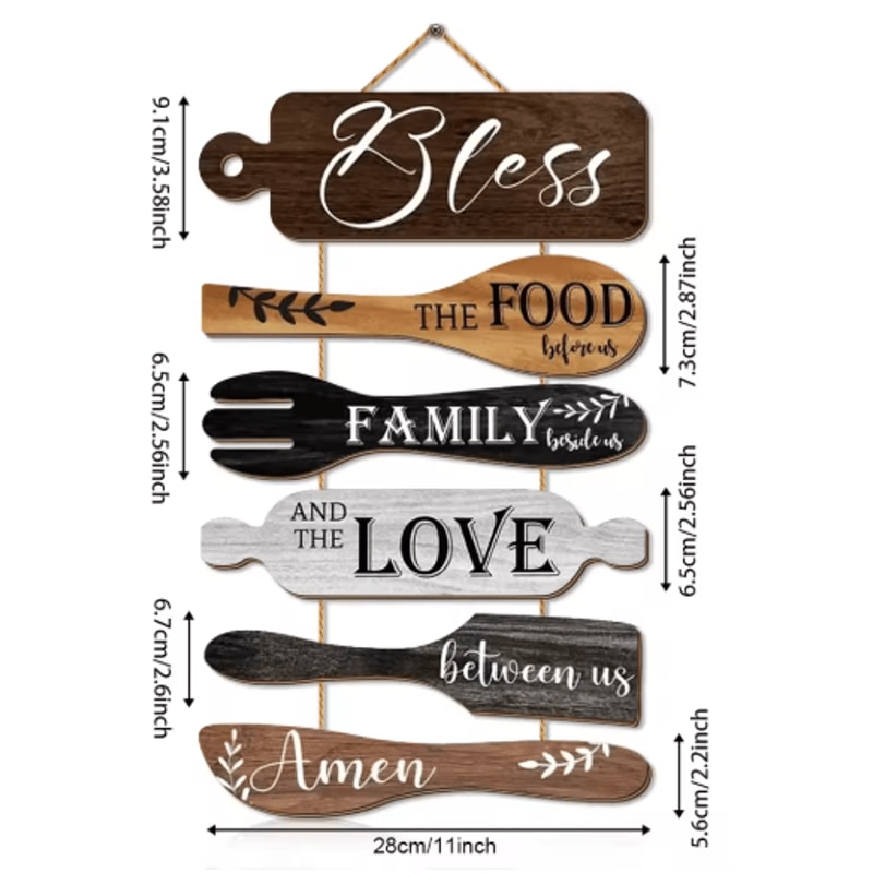 Family Blessings Wooden Wall Sign Kitchen Dining Room Inspirational Decor 4