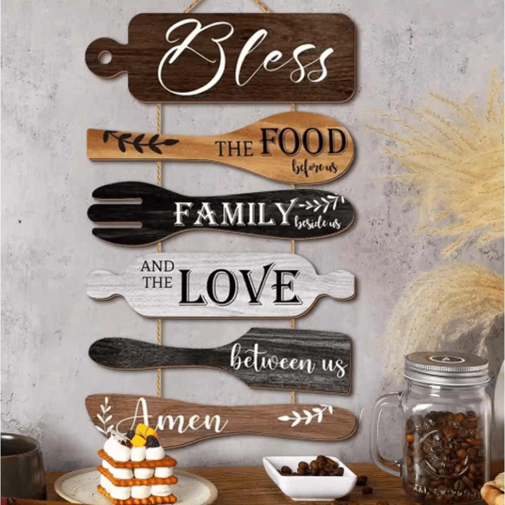 Family Blessings Wooden Wall Sign Kitchen Dining Room Inspirational Decor 0