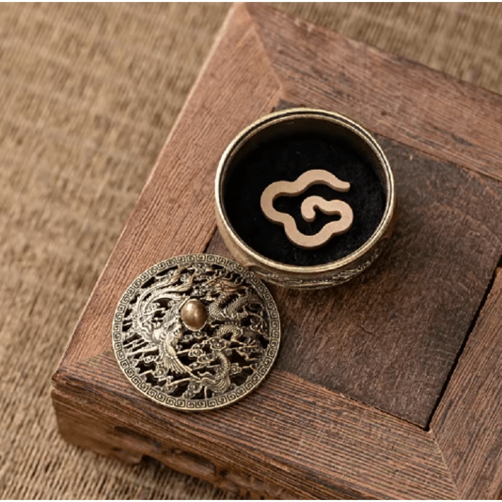 Antique Brass Dragon Phoenix Incense Burner Mini Hollow Holder For Tea Table Decor 7