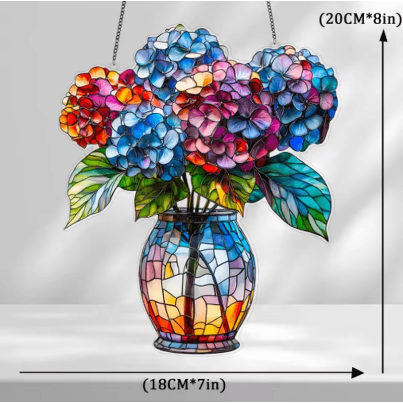Acrylic Hanging Flower Basket Suncatcher Modern Sunlight Catcher Decor For Home 1