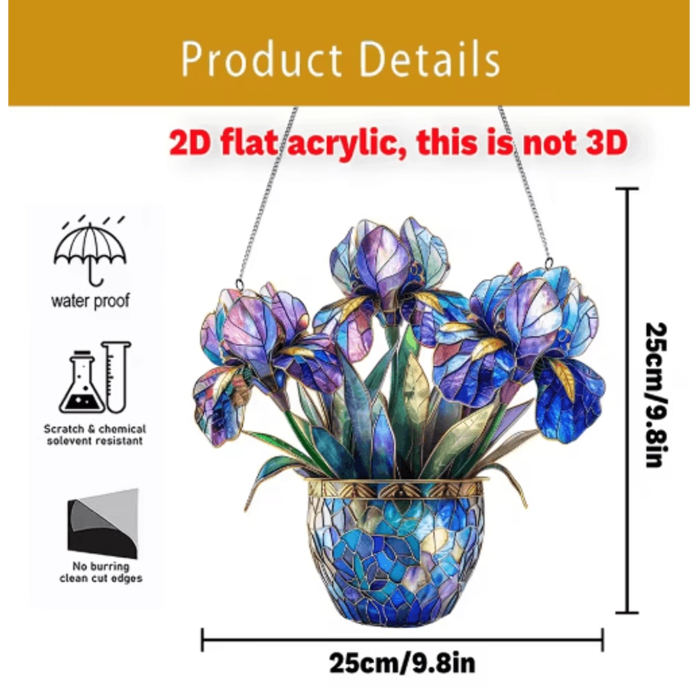 Acrylic Hanging Flower Basket Suncatcher Modern Sunlight Catcher Decor For Home 3