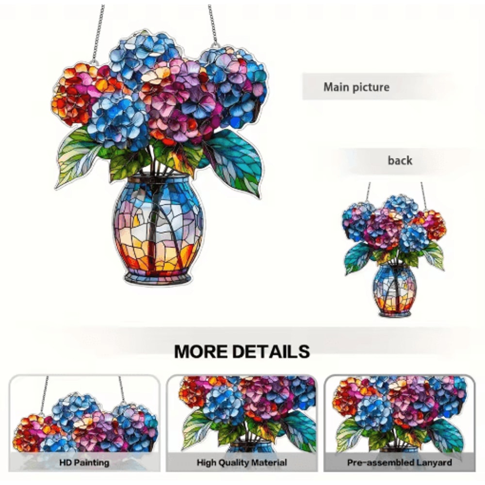 Acrylic Hanging Flower Basket Suncatcher Modern Sunlight Catcher Decor For Home 5