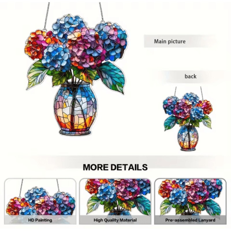 Acrylic Hanging Flower Basket Suncatcher Modern Sunlight Catcher Decor For Home 5