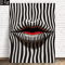 Abstract Striped Lip Art Print Black White Modern Canvas Wall Decor 1