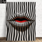 Abstract Striped Lip Art Print Black White Modern Canvas Wall Decor 1