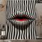 Abstract Striped Lip Art Print Black White Modern Canvas Wall Decor 2