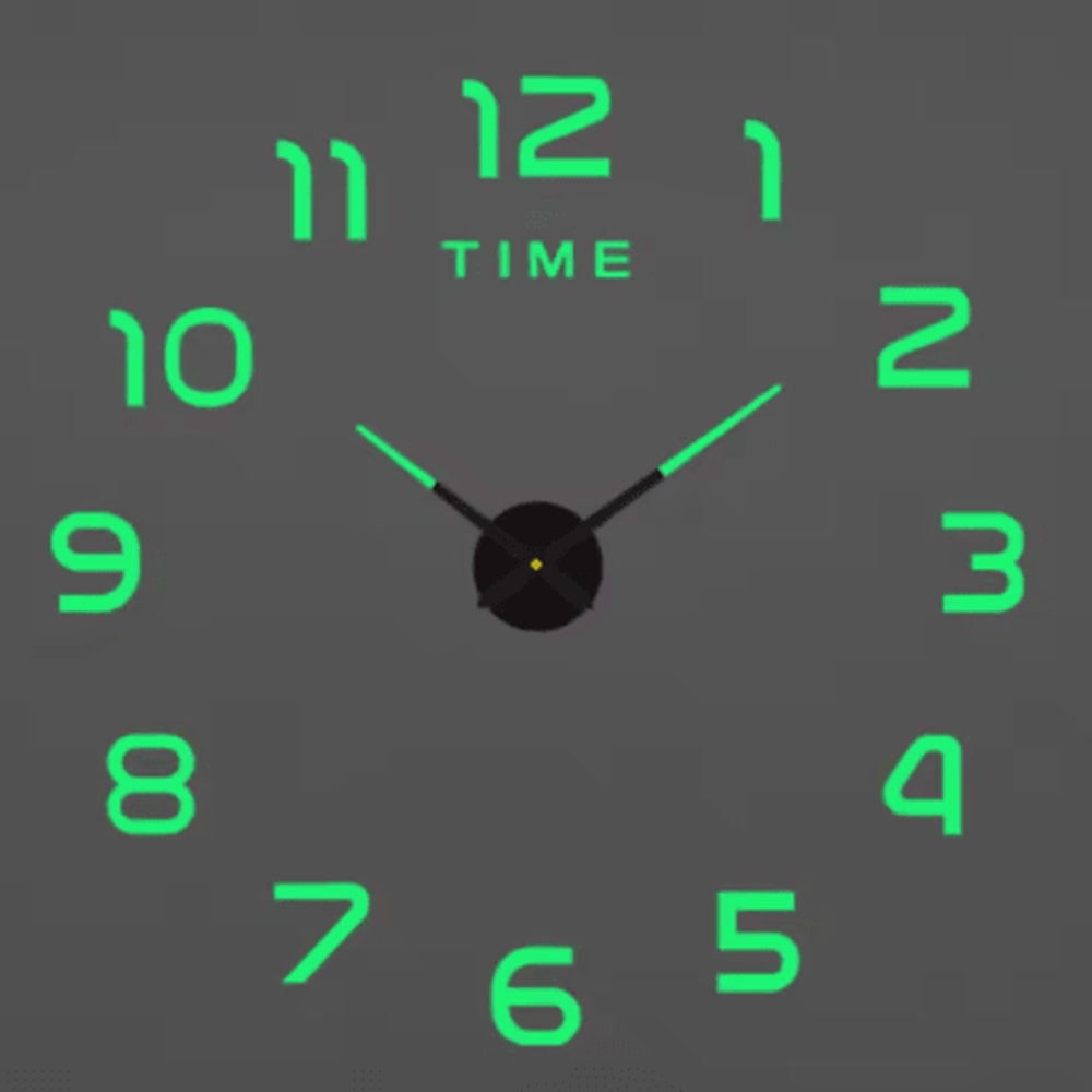 3D DIY Frameless Wall Clock Luminous Silent Modern Wall Decor Stickers 11