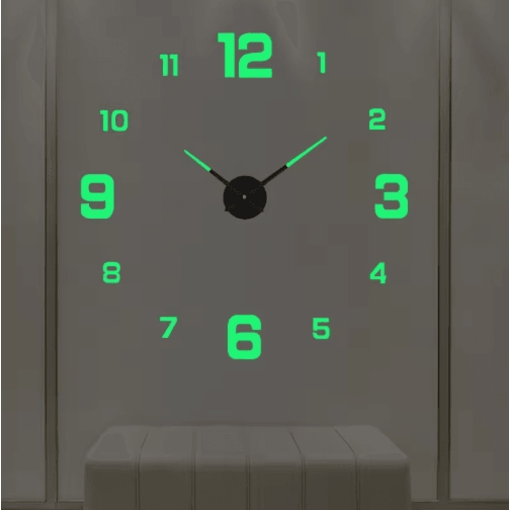 3D DIY Frameless Wall Clock Luminous Silent Modern Wall Decor Stickers 14