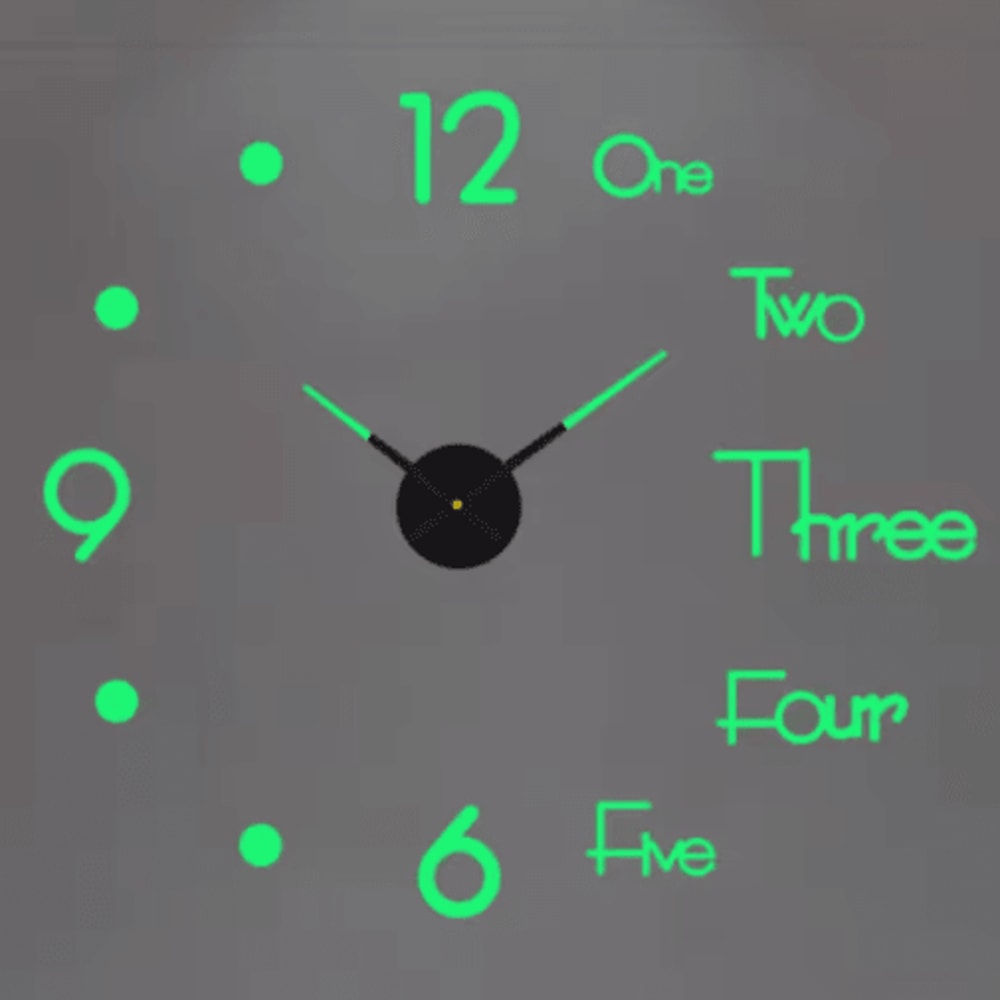 3D DIY Frameless Wall Clock Luminous Silent Modern Wall Decor Stickers 3