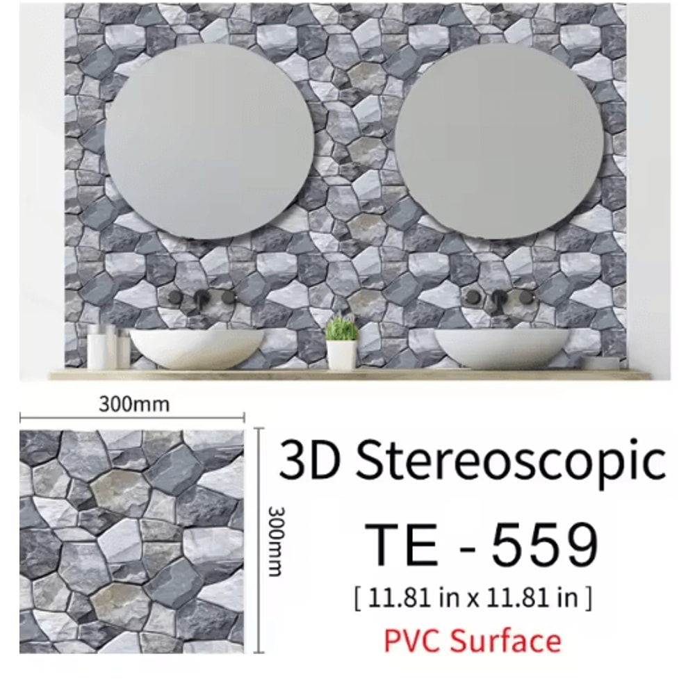 3D Brick Wall Stickers Set Waterproof Peel Stick Wallpaper For Home Decor 15PCS 2