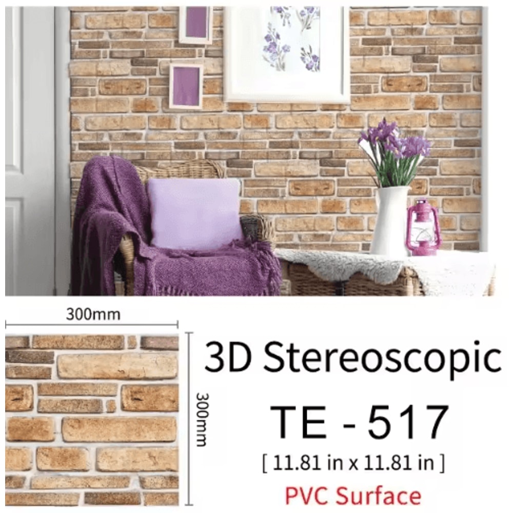 3D Brick Wall Stickers Set Waterproof Peel Stick Wallpaper For Home Decor 15PCS 4