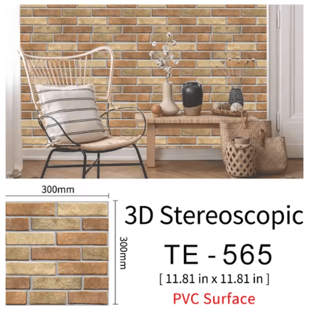 3D Brick Wall Stickers Set Waterproof Peel Stick Wallpaper For Home Decor 15PCS 16
