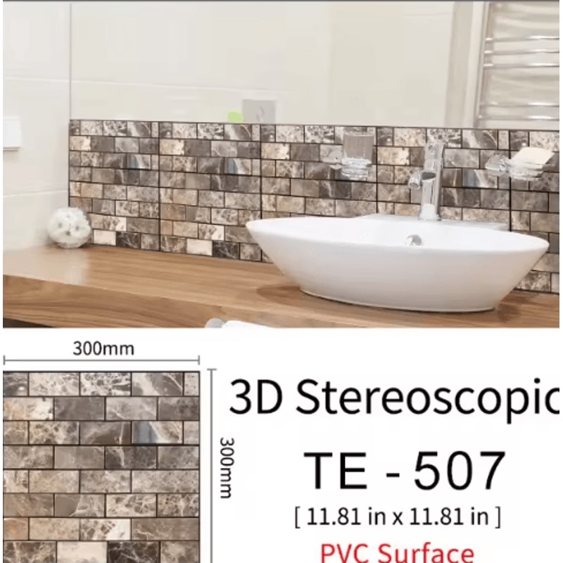 3D Brick Wall Stickers Set Waterproof Peel Stick Wallpaper For Home Decor 15PCS 18