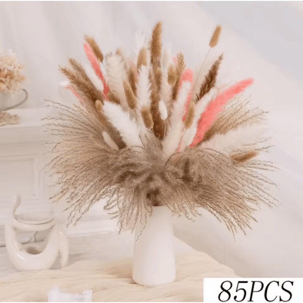 Boho Dried Flower Bouquet Pampas Grass Gypsophila Wedding Centerpiece Decor 3