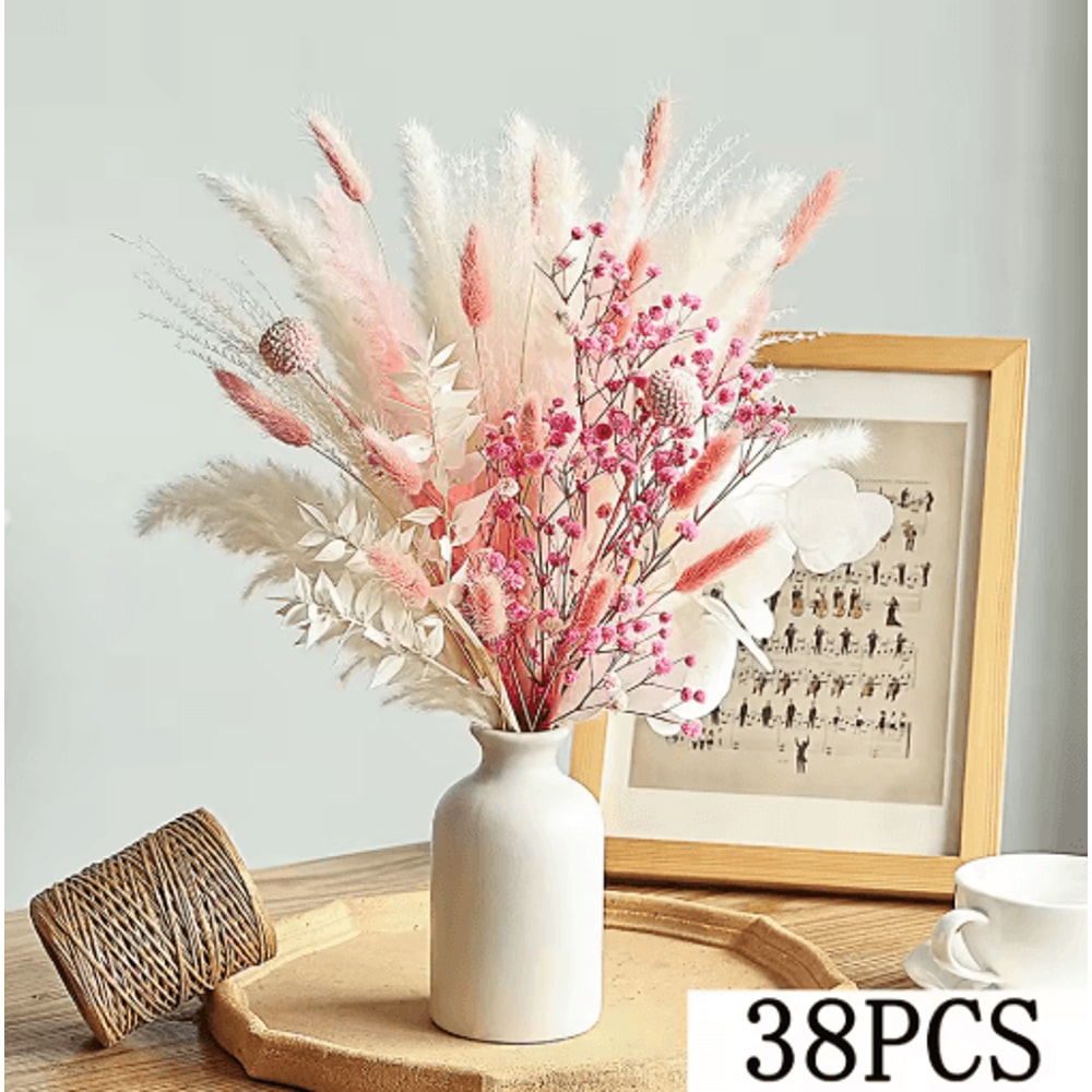 Boho Dried Flower Bouquet Pampas Grass Gypsophila Wedding Centerpiece Decor 5