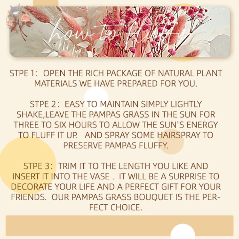 Boho Dried Flower Bouquet Pampas Grass Gypsophila Wedding Centerpiece Decor 7