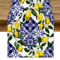 Blue Tile Lemon Table Runner Floral Linen Decor For Summer Dining Parties 1