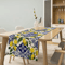Blue Tile Lemon Table Runner Floral Linen Decor For Summer Dining Parties 5