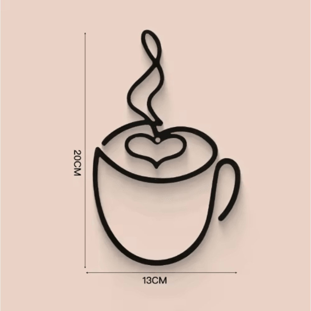 Metal Coffee Cup Wall Art Black Cafe Decor For Kitchen Coffee Bar 1
