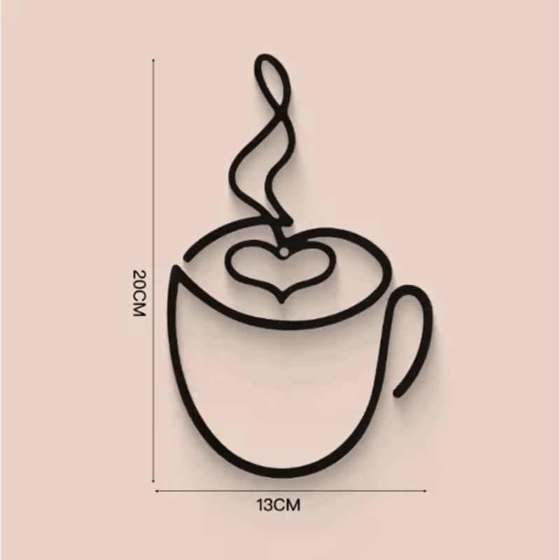 Metal Coffee Cup Wall Art Black Cafe Decor For Kitchen Coffee Bar 1