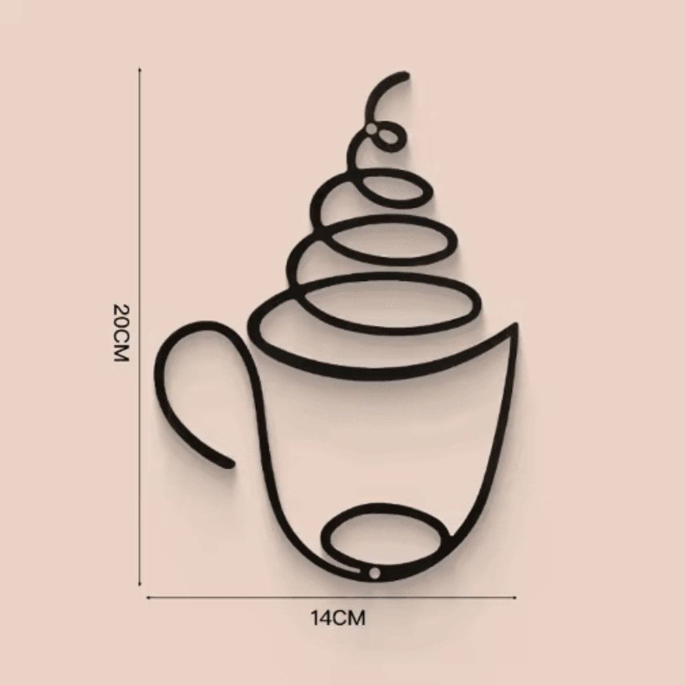 Metal Coffee Cup Wall Art Black Cafe Decor For Kitchen Coffee Bar 2