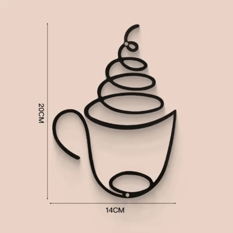 Metal Coffee Cup Wall Art Black Cafe Decor For Kitchen Coffee Bar 2