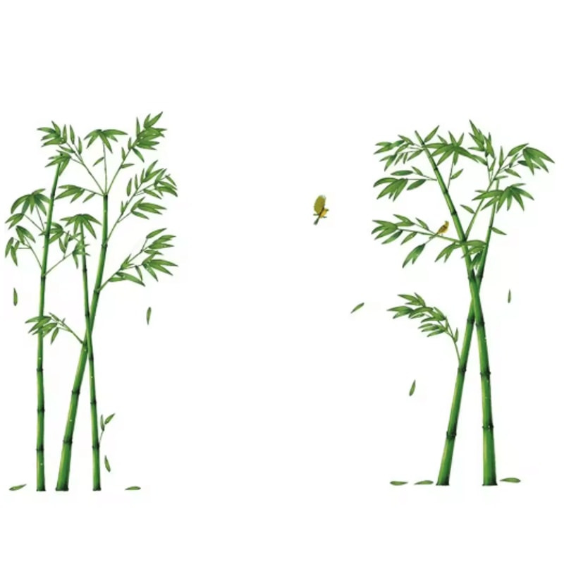 Bamboo Forest Wall Sticker Chinese Style Removable Nature Wall Decal For Living Room 1