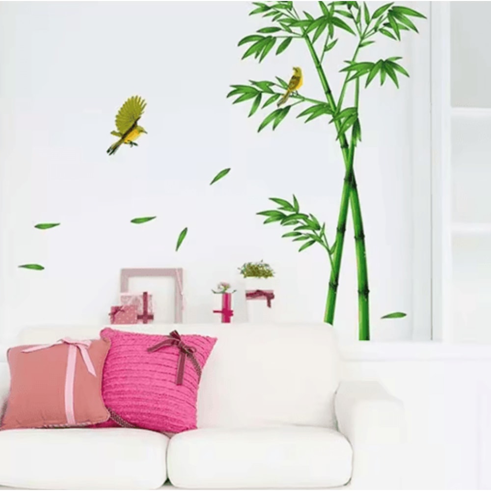 Bamboo Forest Wall Sticker Chinese Style Removable Nature Wall Decal For Living Room 4