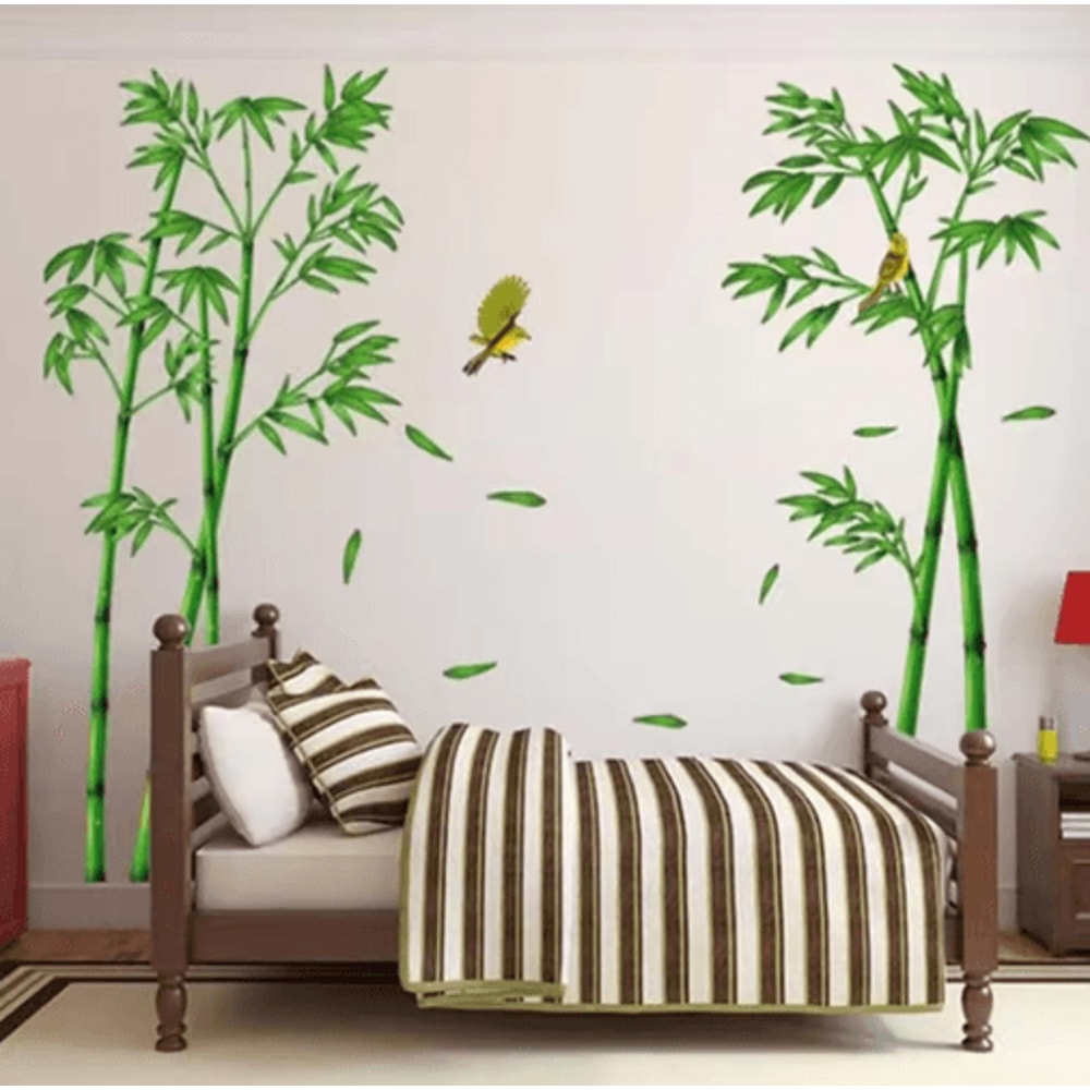 Bamboo Forest Wall Sticker Chinese Style Removable Nature Wall Decal For Living Room 6