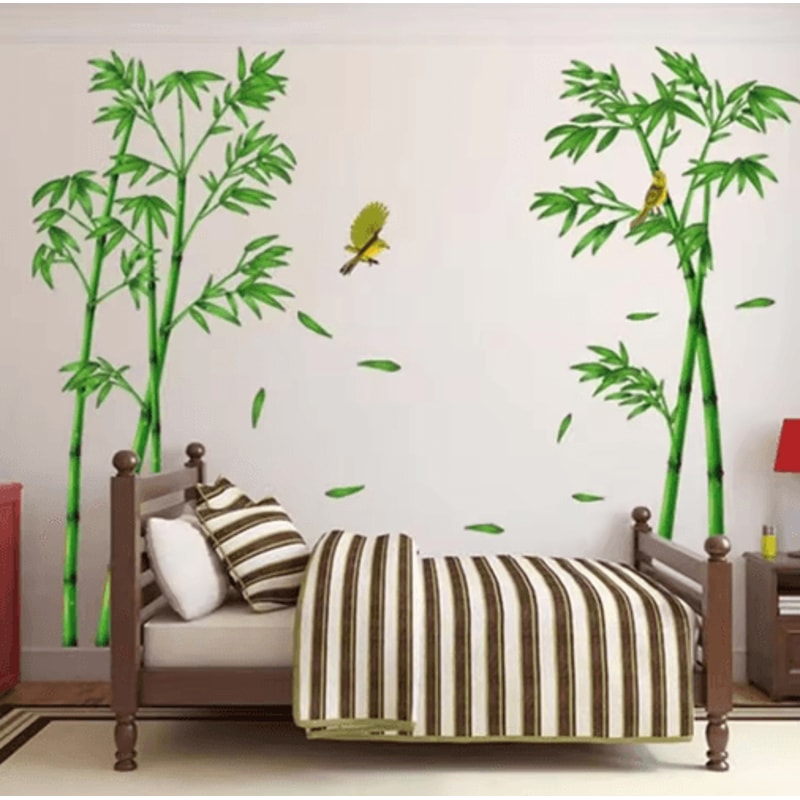 Bamboo Forest Wall Sticker Chinese Style Removable Nature Wall Decal For Living Room 6