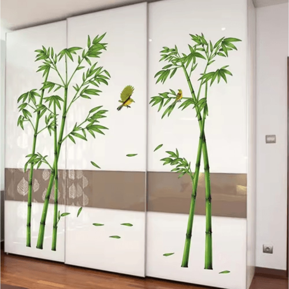 Bamboo Forest Wall Sticker Chinese Style Removable Nature Wall Decal For Living Room 0