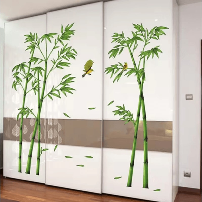 Bamboo Forest Wall Sticker Chinese Style Removable Nature Wall Decal For Living Room 0