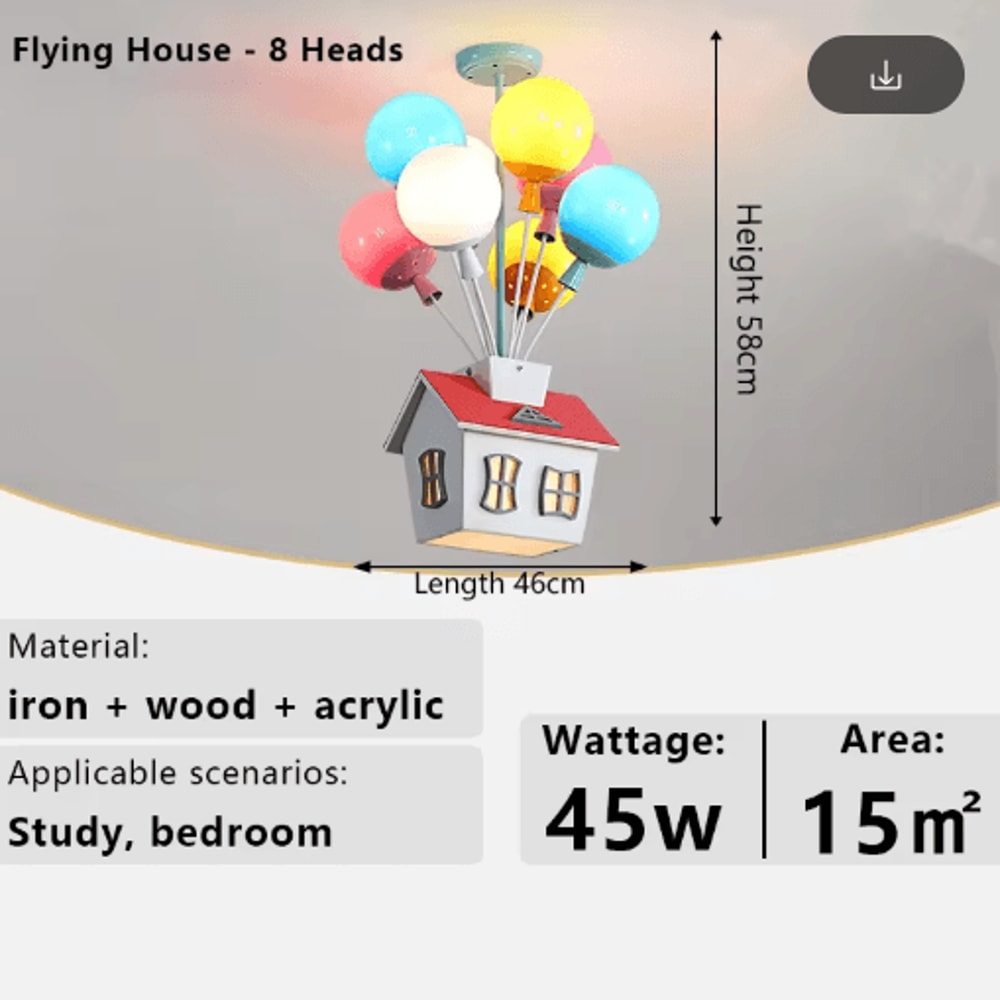 Kids Balloon Chandelier Wooden Sputnik Ceiling Light For Playful Room Decor 5