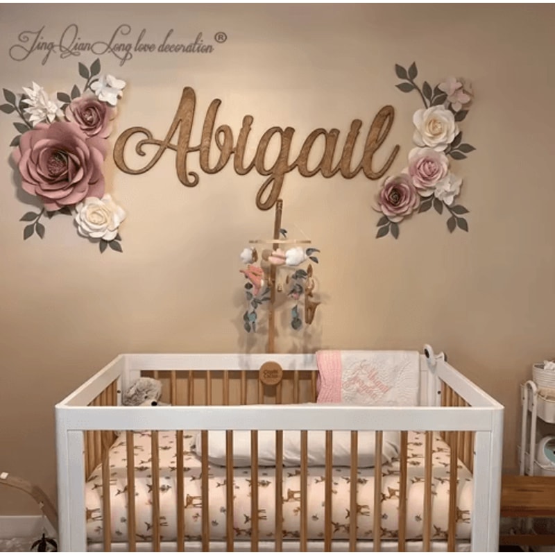 Custom Wooden Name Sign Personalized Nursery Wall Decor For Baby Room 1