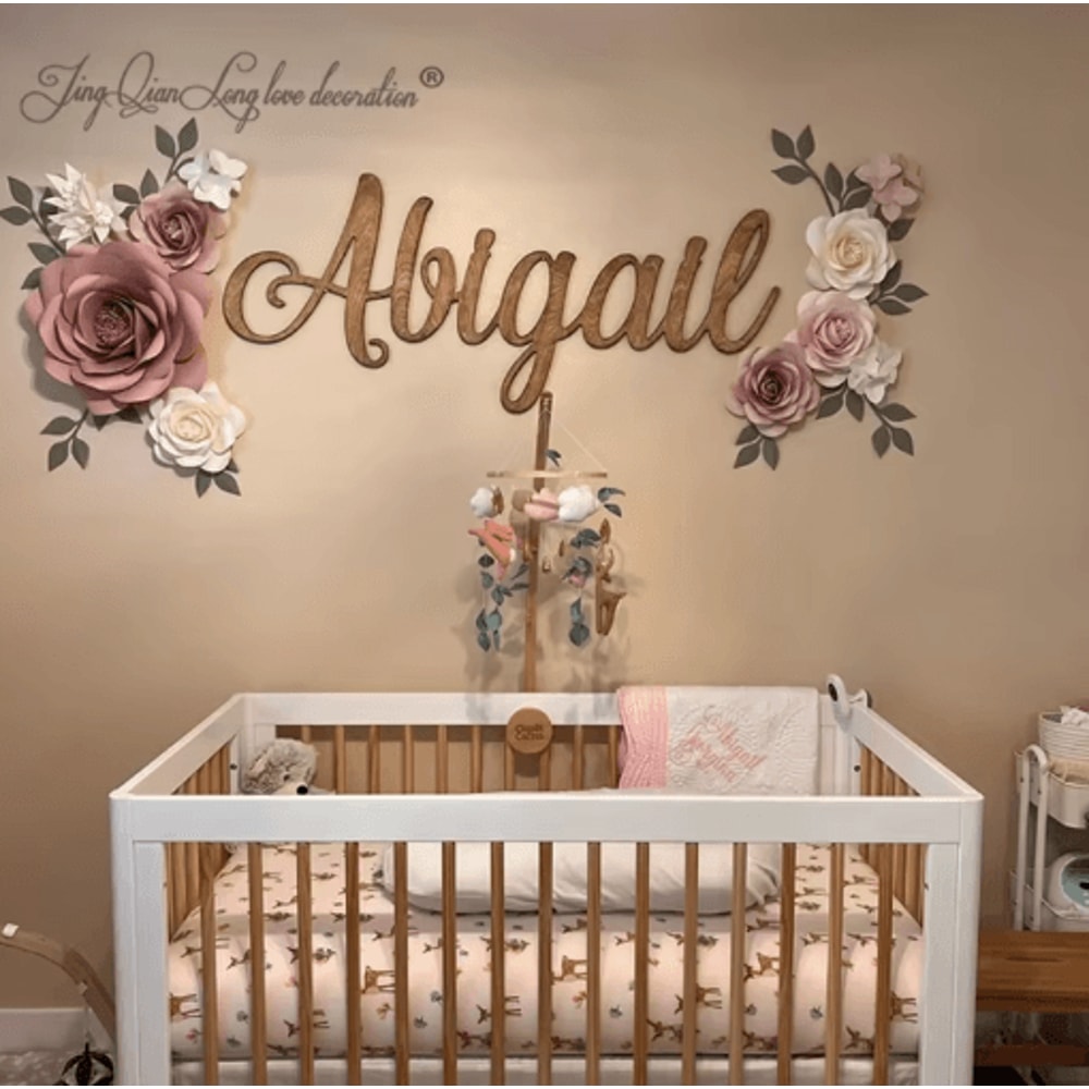 Custom Wooden Name Sign Personalized Nursery Wall Decor For Baby Room 0