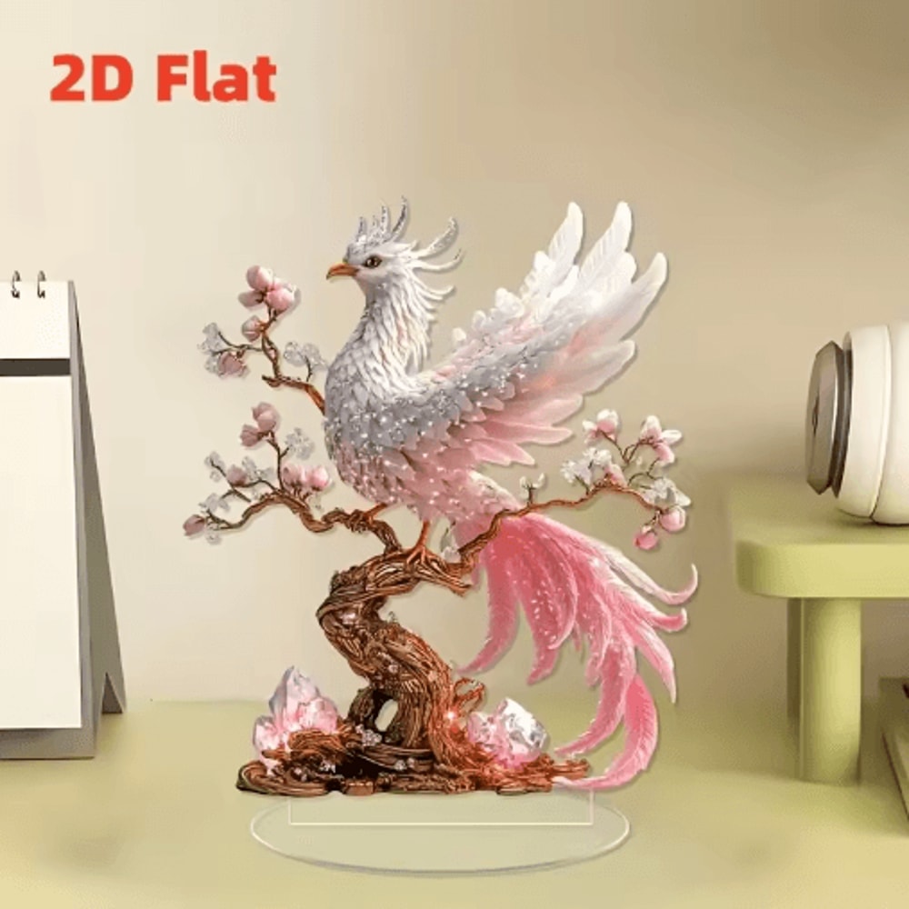 Crystal Phoenix Statue Elegant Feng Shui Desk Decor Lucky Gift Ornament 1