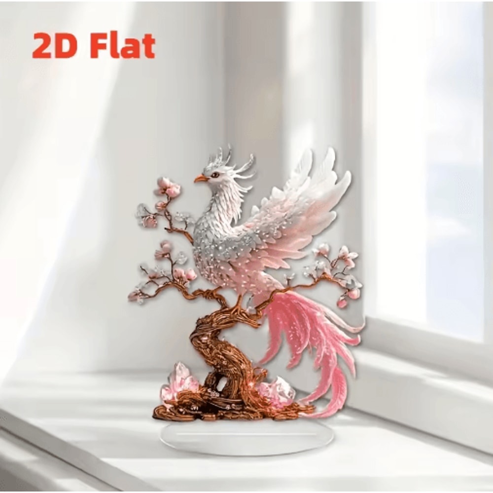 Crystal Phoenix Statue Elegant Feng Shui Desk Decor Lucky Gift Ornament 4