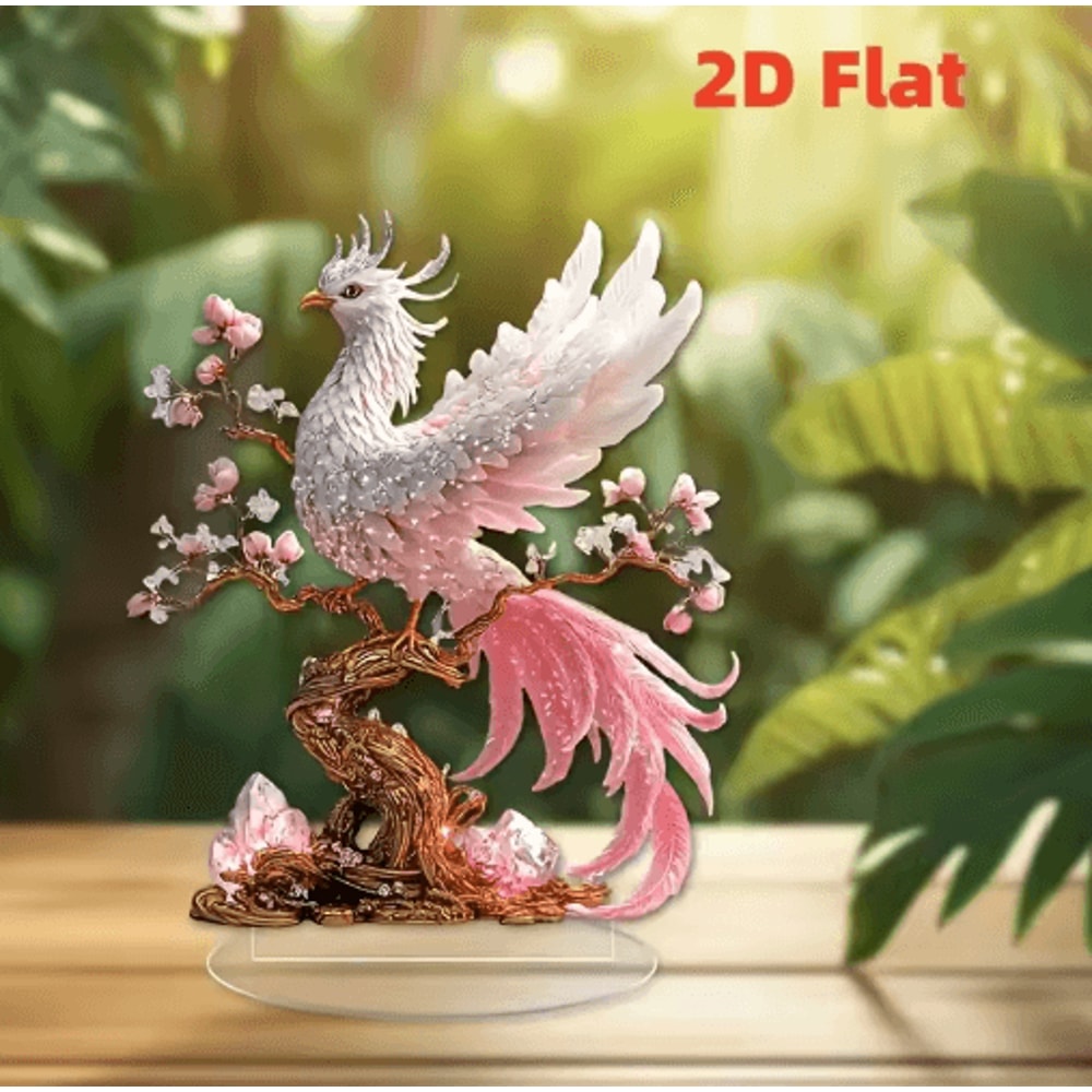Crystal Phoenix Statue Elegant Feng Shui Desk Decor Lucky Gift Ornament 5