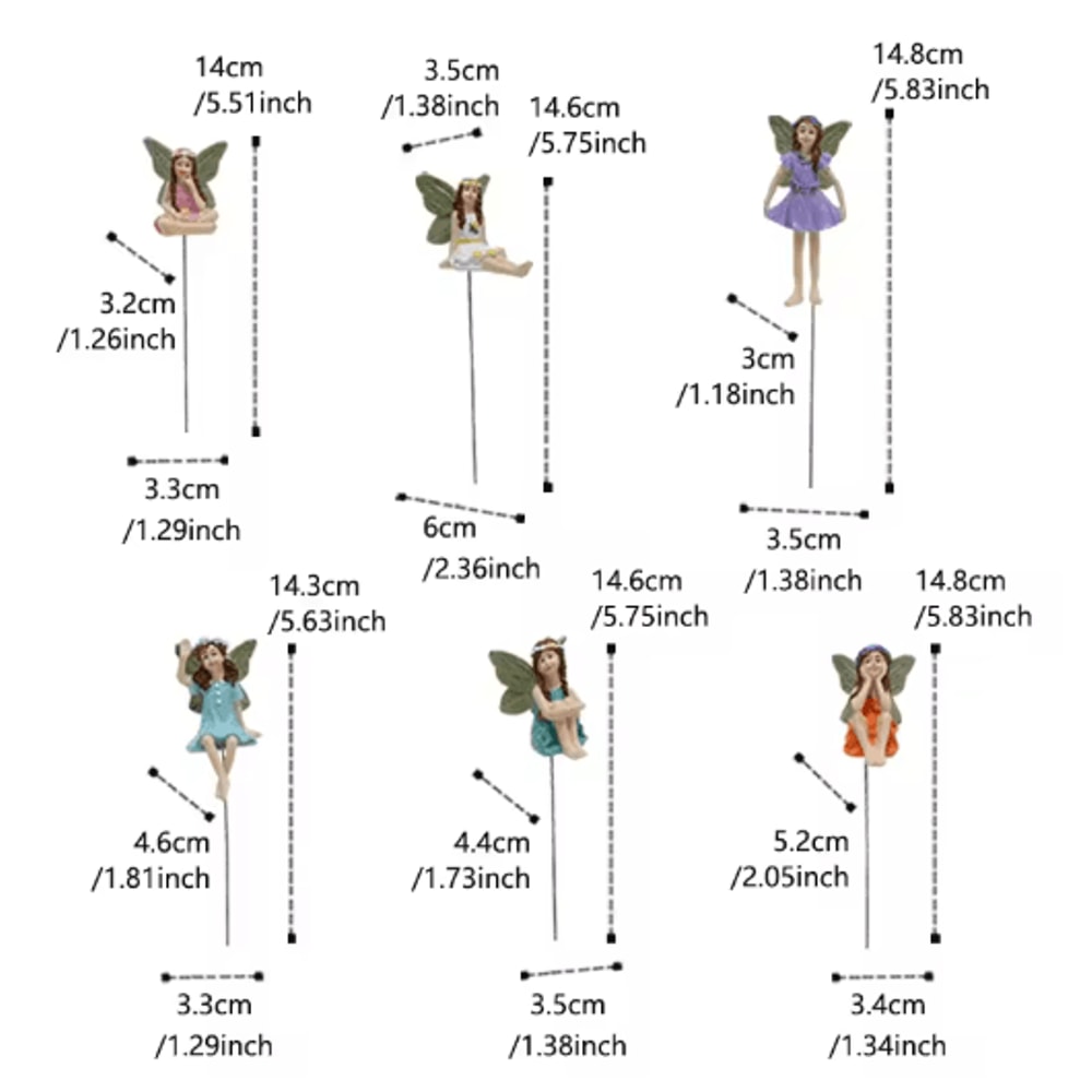 Enchanted Garden Fairy Stake Set Whimsical Mini Fairy Figurines For Outdoor Decor 2