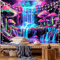 VIKAMA Psychedelic Forest Waterfall Tapestry Cyberpunk Wall Decor For Gaming Living Spaces 4