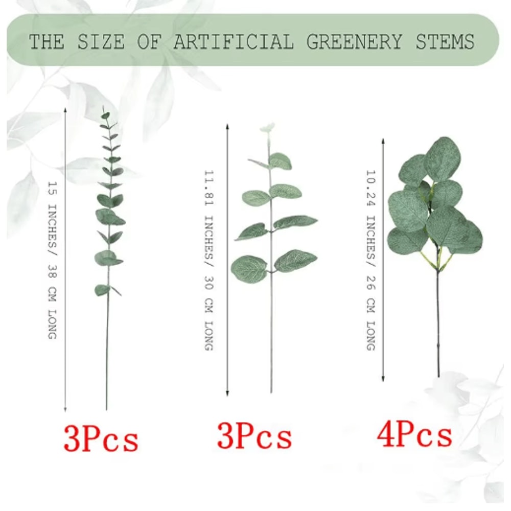 EverFresh Artificial Eucalyptus Leaves Lifelike Greenery Stems For Bouquets Decor 2