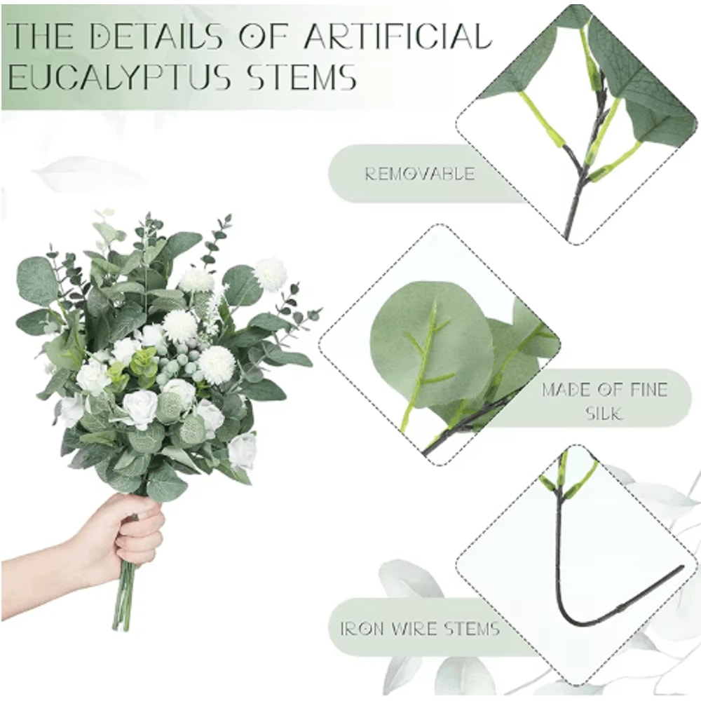 EverFresh Artificial Eucalyptus Leaves Lifelike Greenery Stems For Bouquets Decor 3
