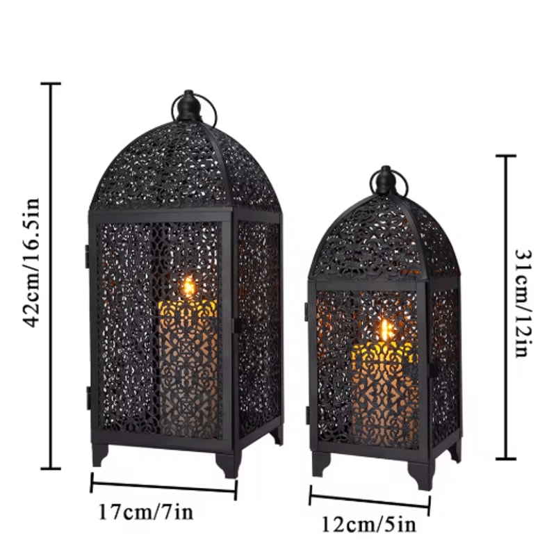 LumaGlow Metal Candle Lantern Set Elegant Hanging Candle Holders For Indoor Outdoor Decor 0