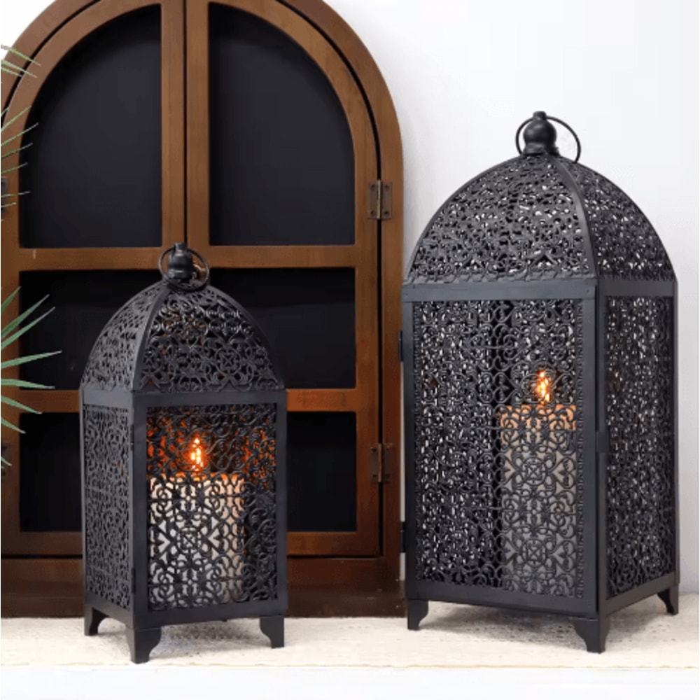 LumaGlow Metal Candle Lantern Set Elegant Hanging Candle Holders For Indoor Outdoor Decor 2