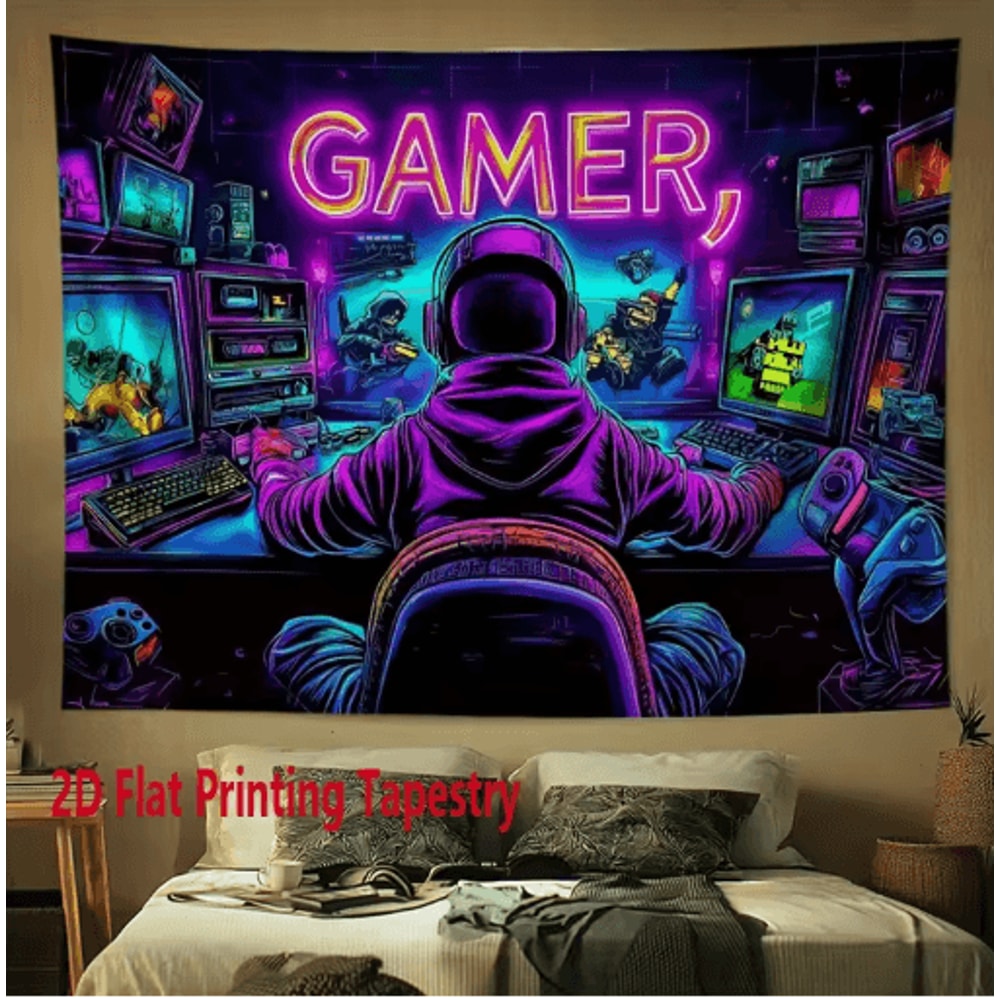 VIKAMA Gamer Neon Tapestry Fluorescent Wall Decor For Gaming ESports Rooms 1