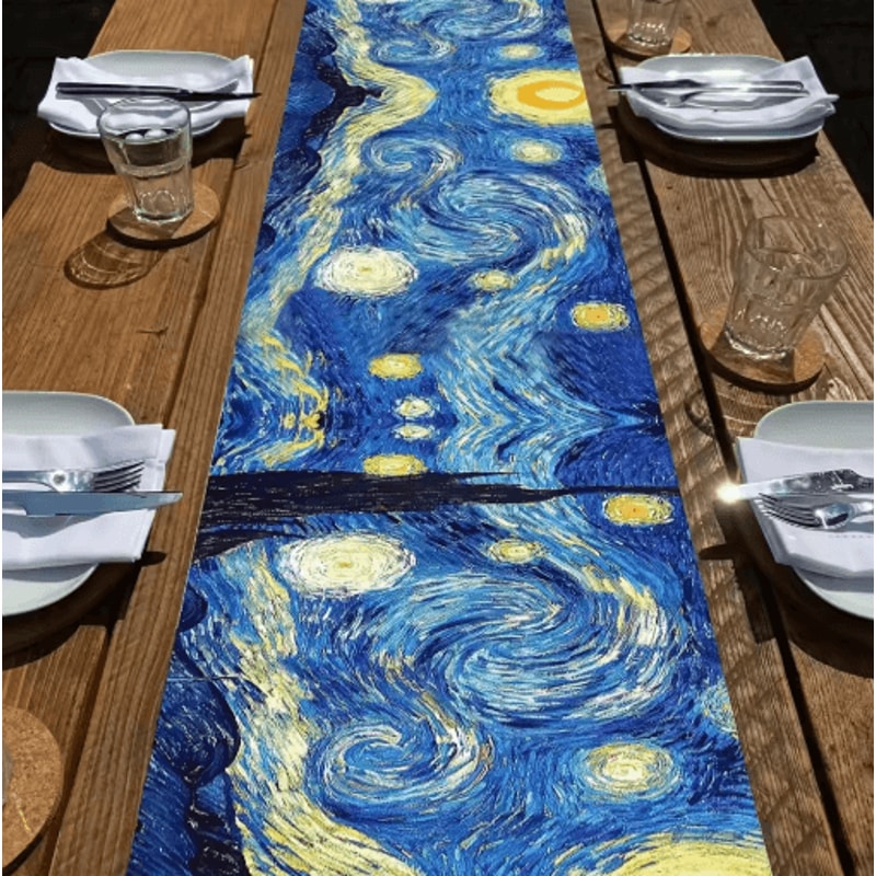VIKAMA Starry Night Table Flag Van Gogh Art Dining Table Decor 1