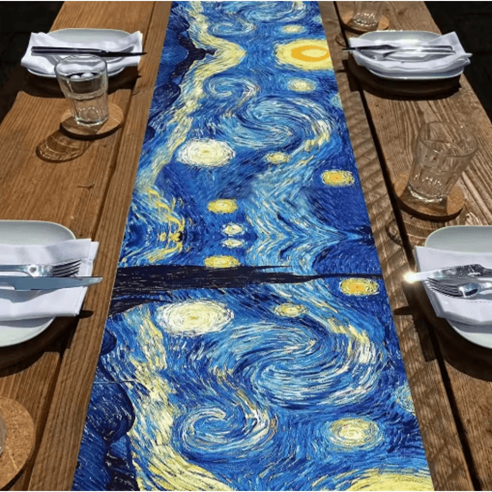 VIKAMA Starry Night Table Flag Van Gogh Art Dining Table Decor 5