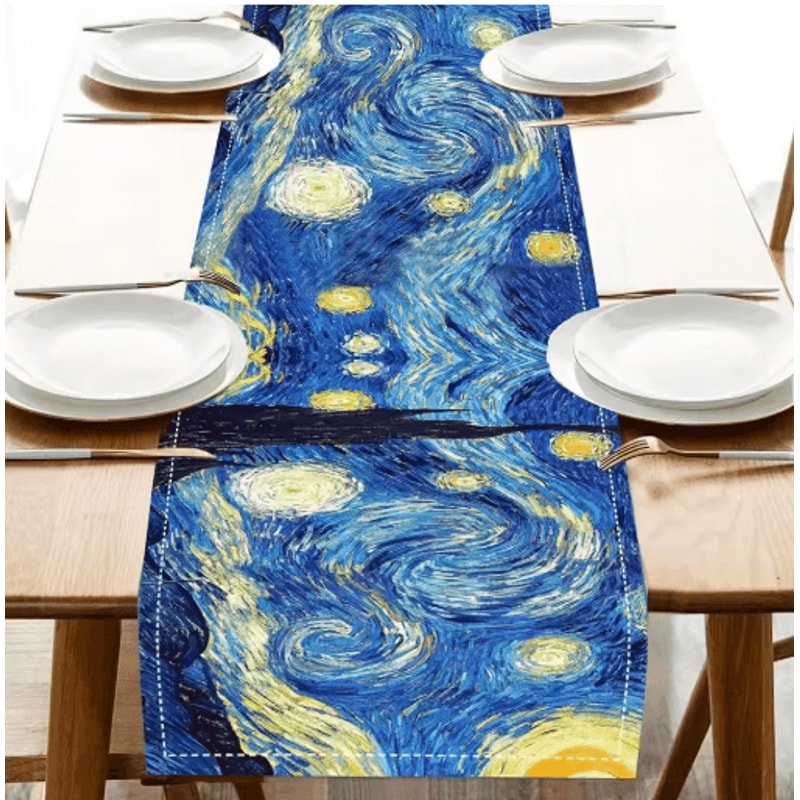 VIKAMA Starry Night Table Flag Van Gogh Art Dining Table Decor 6